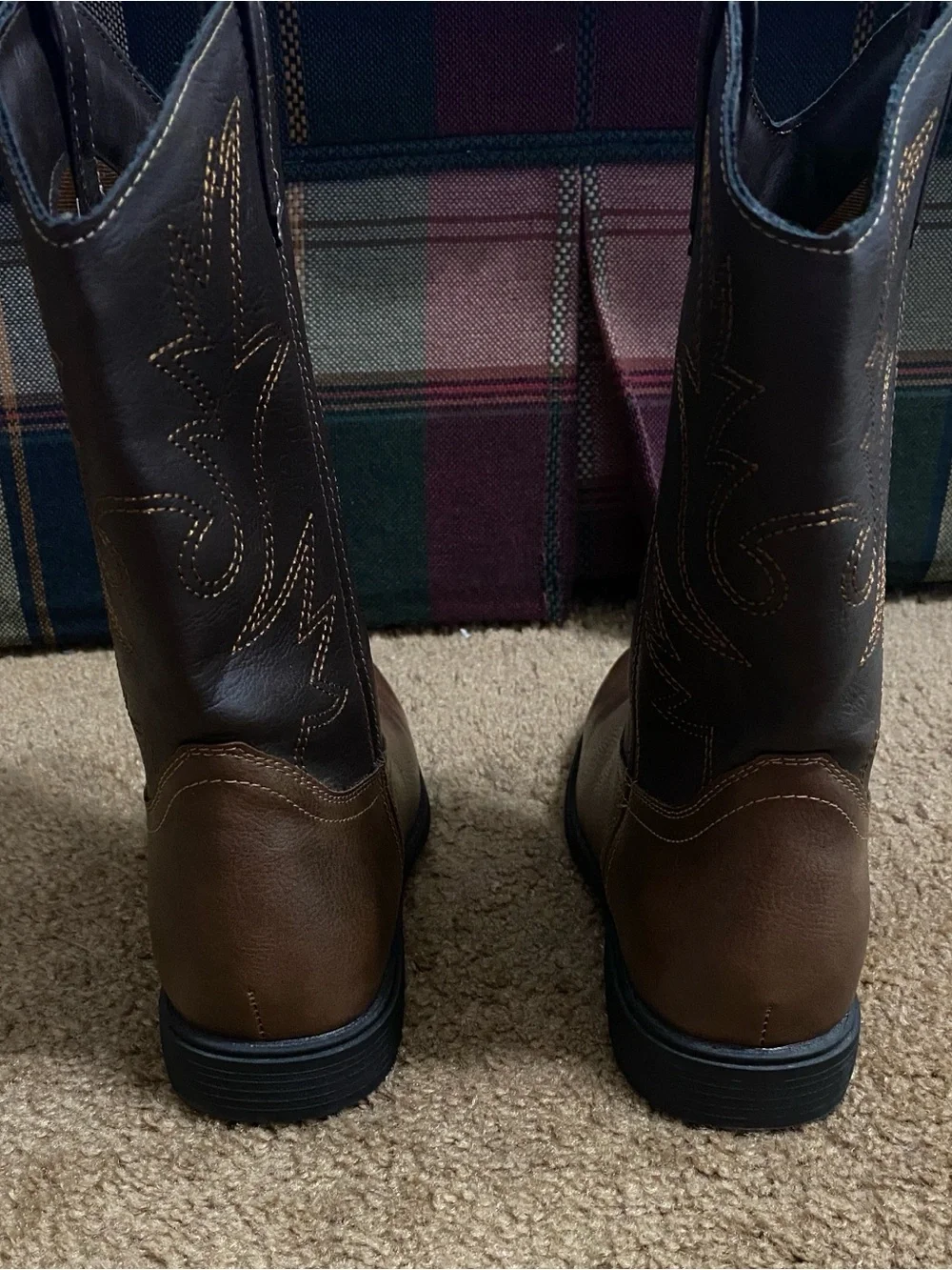 Kids Brown Western Pull-On Boot with Embroidered Shaft